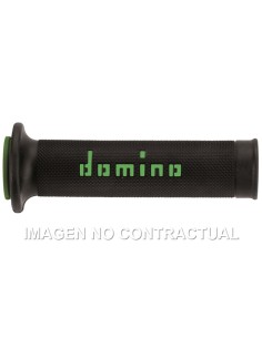 Puños Domino On Road Negro - Verde Abiertos D 22/26 mm L 120-125 mm