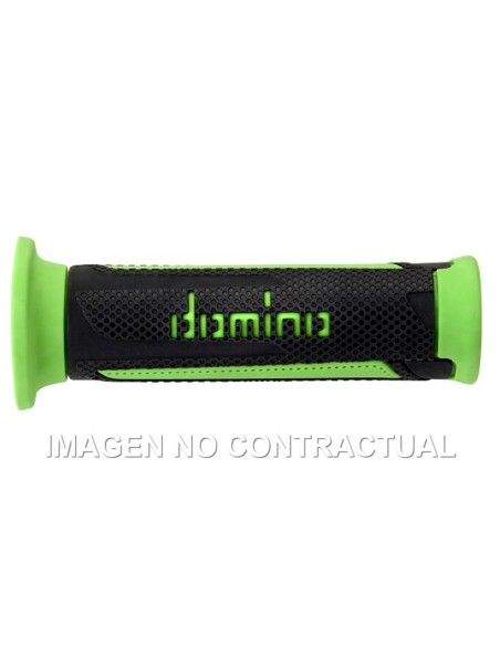 Puños Domino Turismo Antracita-Verde Abiertos D 22 mm L 120 mm
