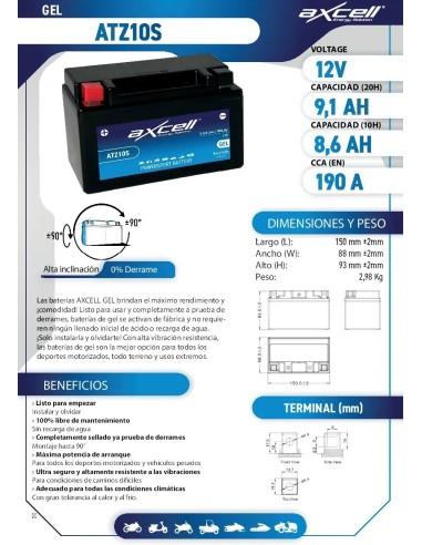 bateria moto axcell gel atz10s