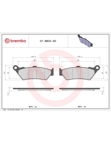 BREMBO 07BB0390 Juego de pastillas de freno