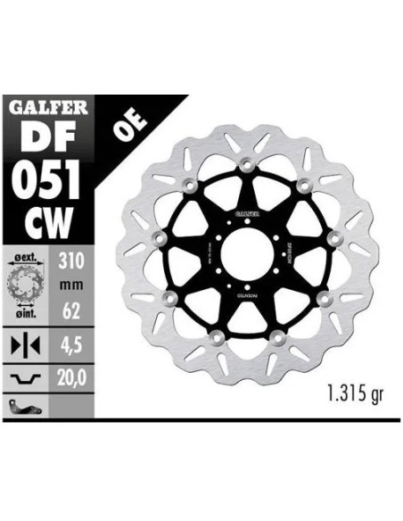 disco freno moto galfer flotante wave completo 310