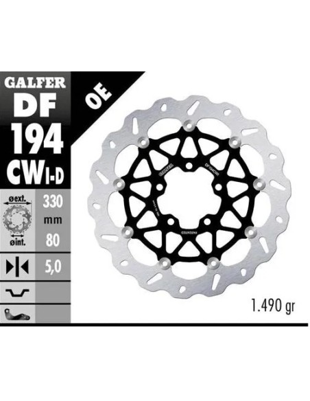 disco freno moto flotante galfer wave 330x5mm df19