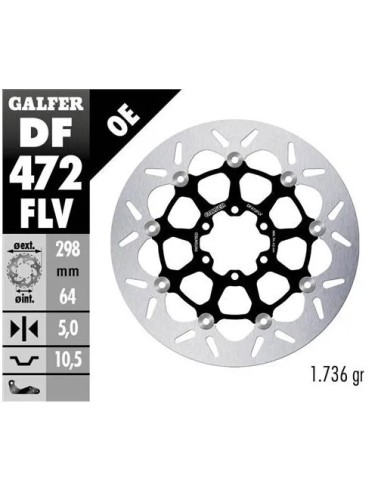 disco freno moto galfer wave flotante 298x5mm df47
