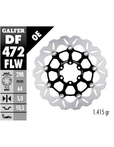 disco freno moto galfer wave flotante 298x5mm df47