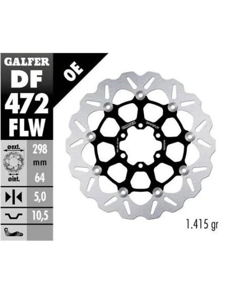 disco freno moto galfer wave flotante 298x5mm df47