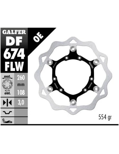 disco freno moto galfer wave flotante 260x3mm df67