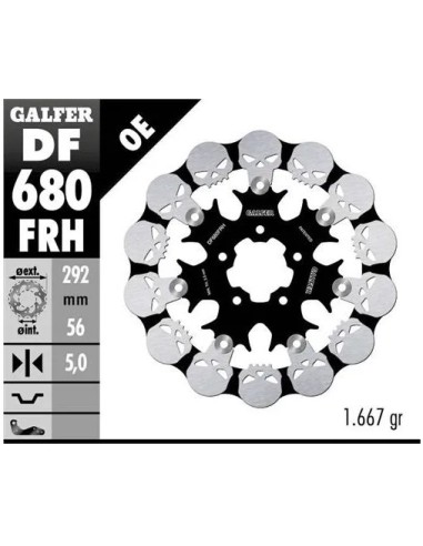 disco freno moto galfer skull design flotante df68