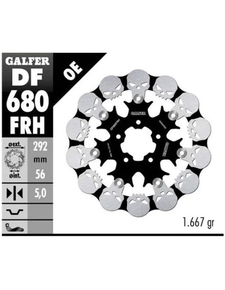 disco freno moto galfer skull design flotante df68