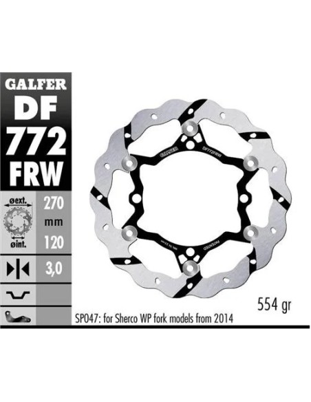 disco freno moto galfer wave flotante derecho df77