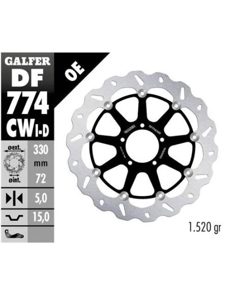 disco freno moto galfer wave flotante completo der