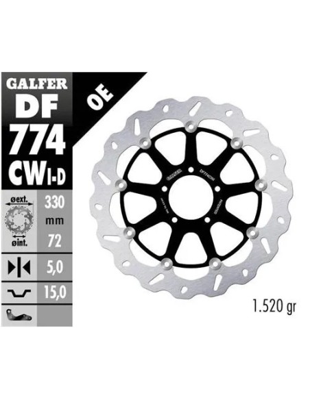 disco freno moto galfer wave flotante completo izq