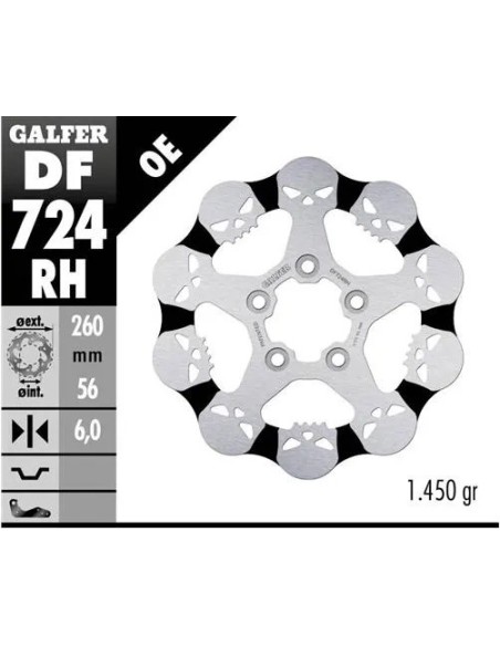 disco freno moto galfer skull design fijo df724rh