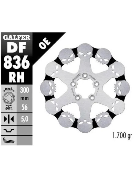 disco freno moto galfer skull design fijo df836rh