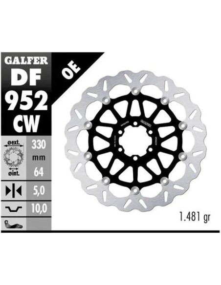 disco freno moto galfer wave flotante completo df9