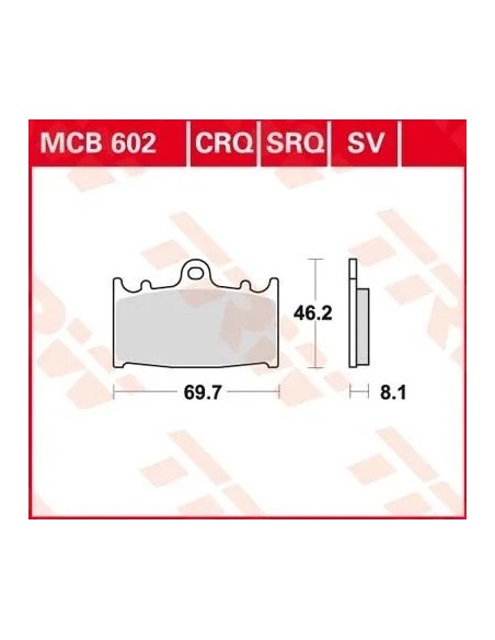 pastillas de freno delantero moto trw mcb602sv