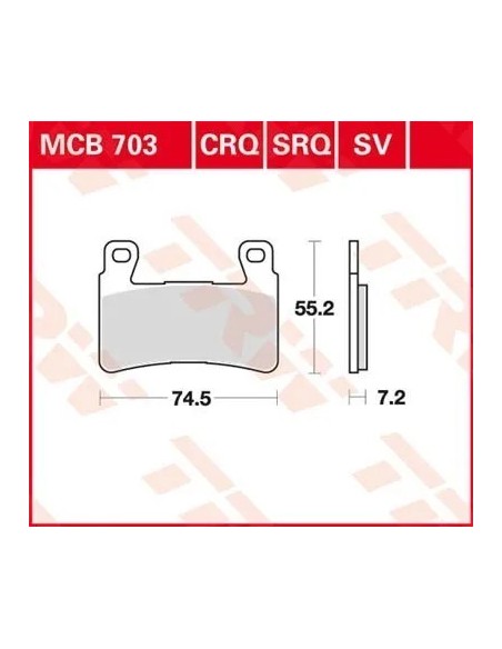 pastillas de freno delantero moto trw mcb703sv