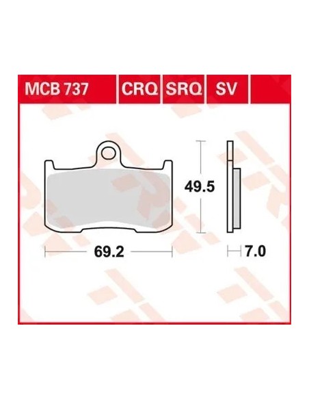 pastillas de freno delantero moto trw mcb737sv