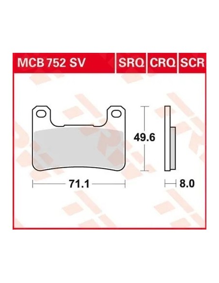 pastillas de freno delantero moto trw mcb752sv