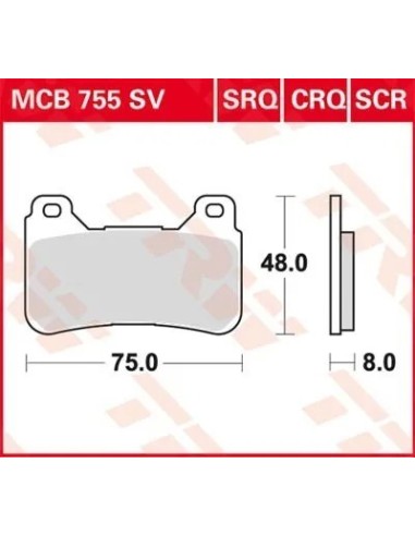 pastillas de freno delantero moto trw mcb755sv