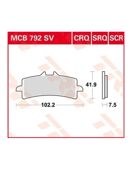 pastillas de freno delantero moto trw mcb792sv