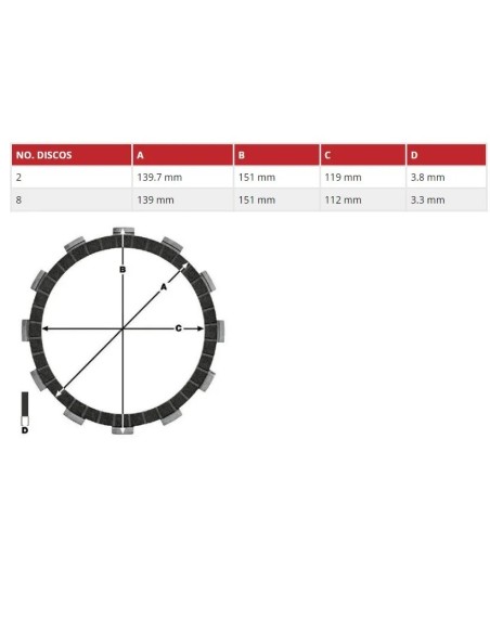 juego discos embrague moto trw mcc162 10