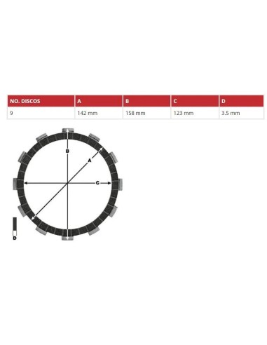juego discos embrague moto trw mcc612 9
