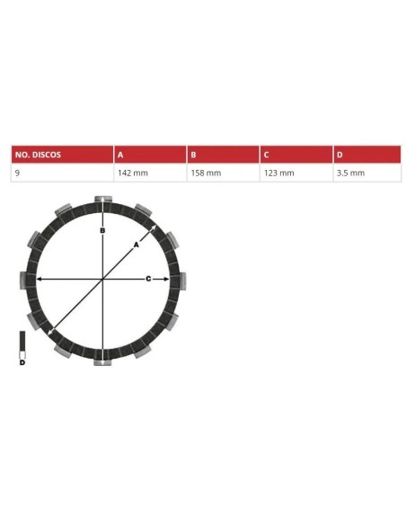 juego discos embrague moto trw mcc612 9