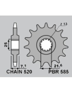 pinon delantero de acero pbr 585f racing 14z tamano 520 585f 14 18nc