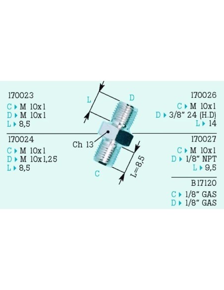 adaptador m10x1 cromado frentubo 170027cr