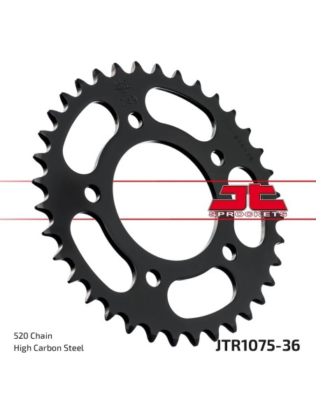 corona moto jt sprockets de acero 36 dientes p 520 jtr1075 36