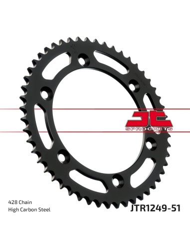 corona moto jt sprockets de acero de 51 dientes jtr1249 51