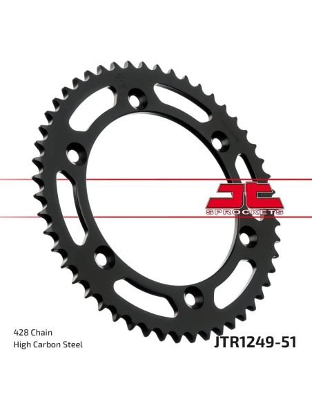 corona moto jt sprockets de acero de 51 dientes jtr1249 51