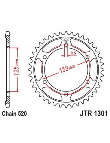 corona honda crf 300 l 40 dientes jt sprockets jtr1301 40