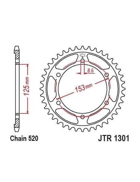 corona honda crf 300 l 40 dientes jt sprockets jtr1301 40