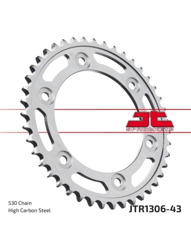 corona moto jt sprockets de acero de 43 dientes jtr1306 43