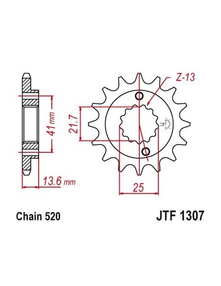 pinon de moto jt sprockets de acero de 14 dientes jtf1307 14