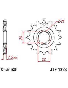 pinon de moto jt sprockets acero 14 dientes p 520 jtf1323 14 2