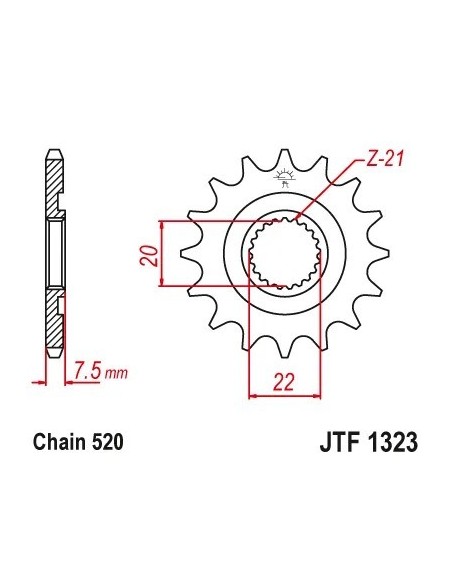 pinon de moto jt sprockets acero 14 dientes p 520 jtf1323 14