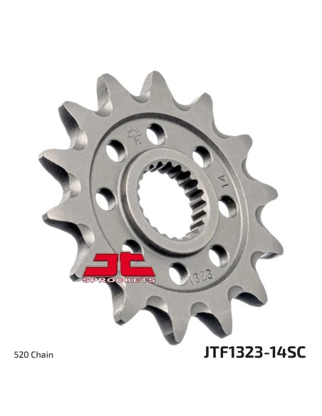 pinon de moto jt sprockets acero 14 dientes p 520 jtf1323 14sc