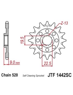 pinon de moto jt sprockets acero 13 dientes p 520 jtf1442 13 2