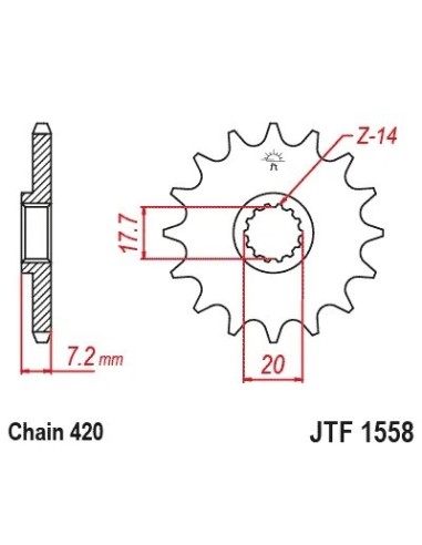 pinon yamaha yz 65 14 dientes jt sprockets jtf1558 14
