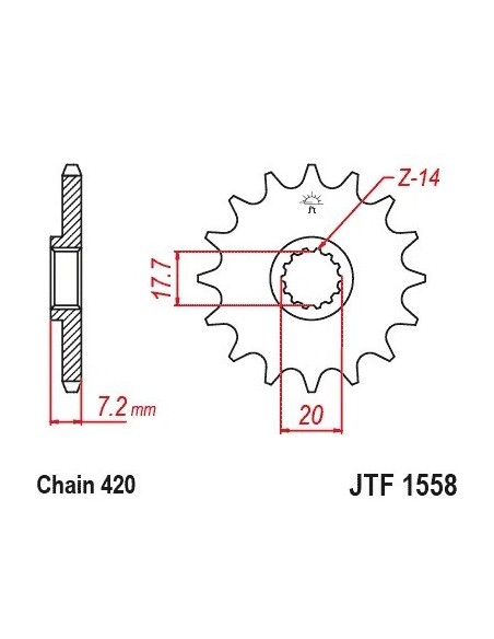 pinon yamaha yz 65 14 dientes jt sprockets jtf1558 14
