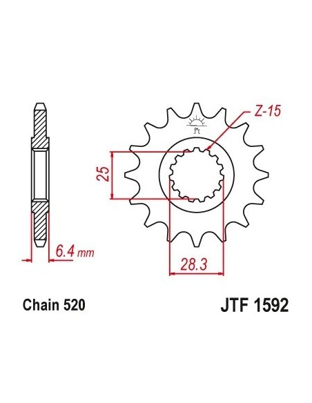 pinon yamaha yz450r y raptor 700 14 dientes jt sprockets jtf1592 14rb