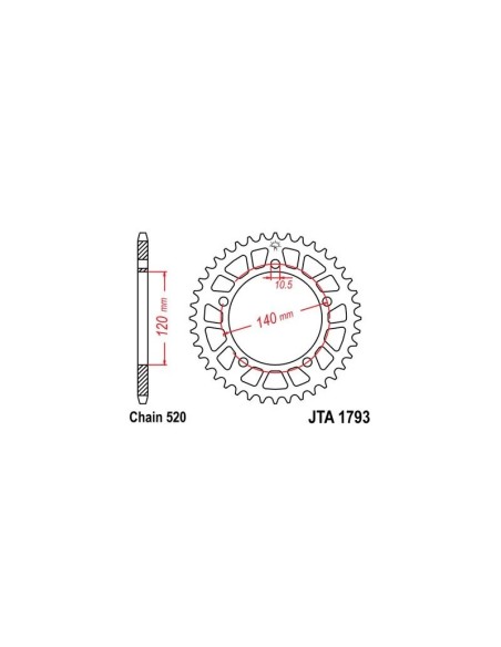 corona moto jt sprockets de acero de 44 dientes 179344aljts
