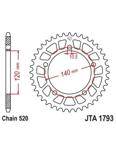 corona moto jt sprockets de acero de 47 dientes 179347aljts