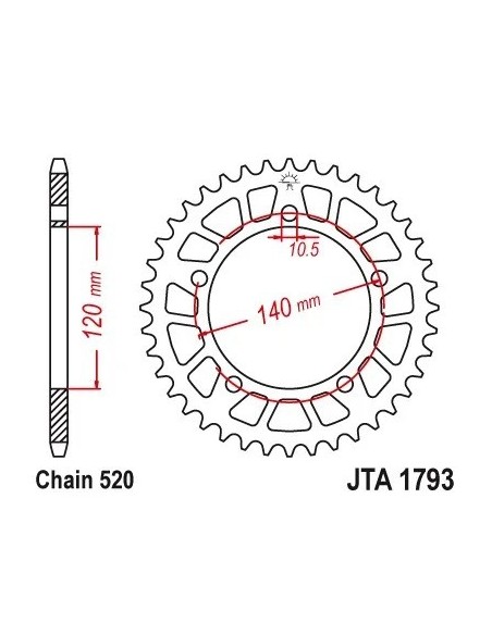 corona moto jt sprockets de acero de 47 dientes 179347aljts