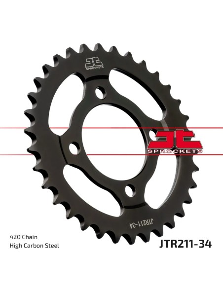 corona moto jt sprockets de acero de 34 dientes jtr211 34
