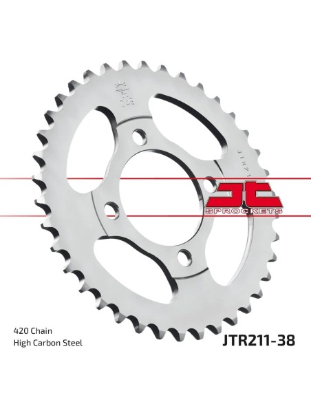 corona moto jt sprockets de acero de 38 dientes jtr211 38