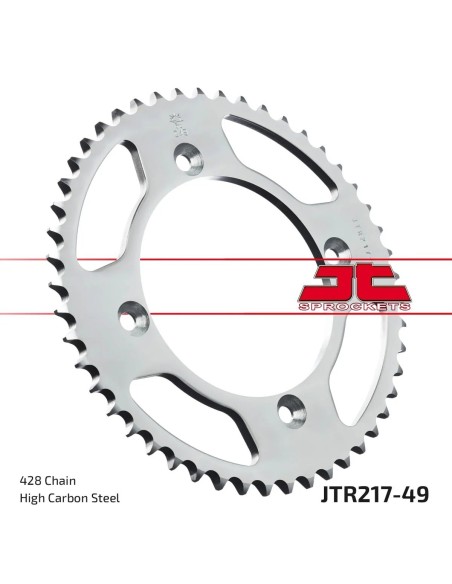 corona moto jt sprockets de acero de 49 dientes jtr217 49