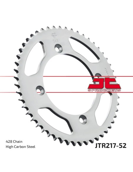 corona moto jt sprockets de acero de 52 dientes jtr217 52